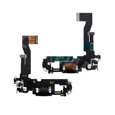 Шлейф для iPhone 12/12 Pro (A2403/A2407) на системный разъем/микрофон Черный - Премиум