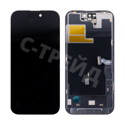 Дисплей для iPhone 14 Pro (A2891) в сборе с тачскрином Черный - (Soft OLED, Full HD, 120 Гц) (площадка под IC)
