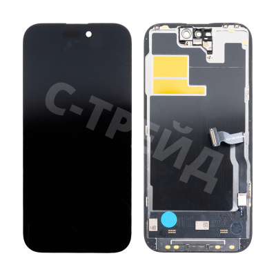 Дисплей для iPhone 14 Pro (A2891) в сборе с тачскрином Черный - (Soft OLED, Full HD, 120 Гц) (с верификацией = с привязкой без ошибки)