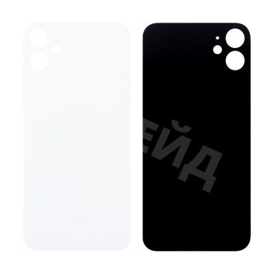 Задняя крышка для iPhone 11 (A2221) Белый (стекло, монолит, широкий вырез под камеру, логотип) - Премиум