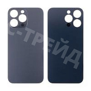 Задняя крышка для iPhone 14 Pro Max (A2895) Черный (стекло, монолит, широкий вырез под камеру, логотип) - Премиум