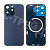 Задняя крышка для iPhone 15 Pro Max (A3106) в сборе со стеклом камеры Синий (стекло, монолит, MagSafe, логотип) - Премиум