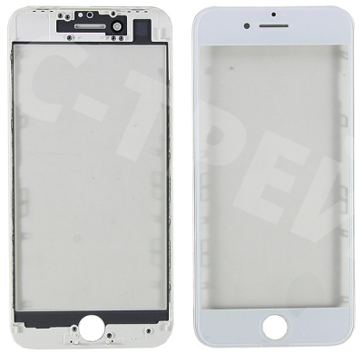 Стекло для переклейки iPhone 8/SE (2020)/SE (2022) с OCA пленкой + рамка Белый - OR (Mitsubishi)