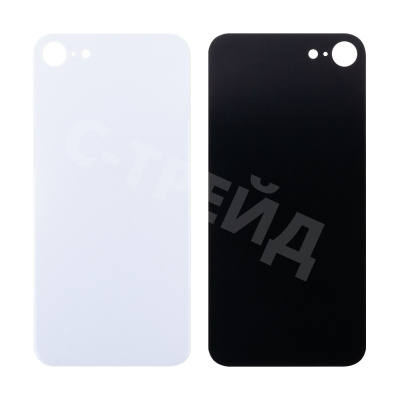 Задняя крышка для iPhone SE 2020 (A2296) Белый (стекло, монолит, широкий вырез под камеру, логотип) - Премиум