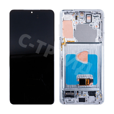 Дисплей для Samsung Galaxy S21+ (G996B) модуль с рамкой Серебро - (OLED) (Full Size)