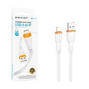 Кабель USB - Lightning Borofone BX118 (2.4A, плоский) Белый
