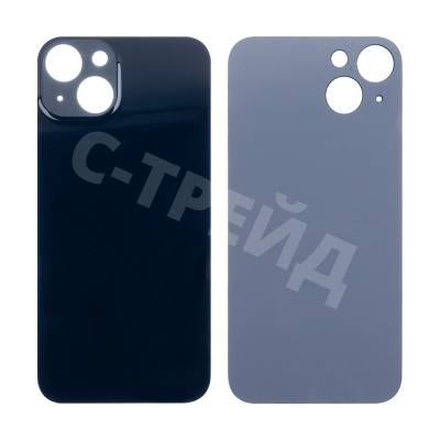 Задняя крышка для iPhone 13 (A2635) Черный (стекло, монолит, широкий вырез под камеру, логотип) - Премиум