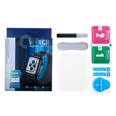 Защитное стекло "UV комплект" для Apple Watch 7/8/9 (45 мм) (клей, лампа)