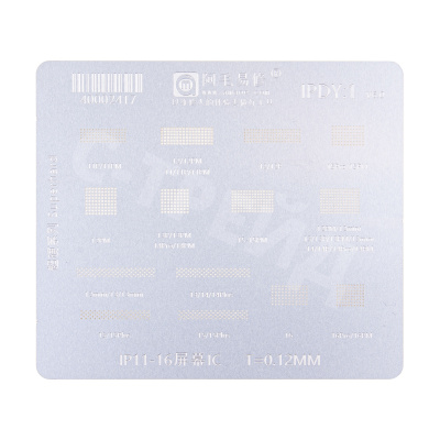 BGA трафарет Amaoe (IPDY1, V6.0) для дисплеев iPhone 11/11 Pro/11 Pro Max/12/12 mini/12 Pro/12 Pro Max/12/12 mini/13 Pro/13 Pro Max/14/14 Plus/14 Pro/14 Pro Max/15/15 Plus/15 Pro/15 Pro Max/16/16 Plus/16 Pro/16 Pro Max