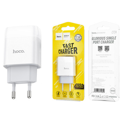 Сетевое зарядное устройство USB Hoco C72A (10.5W) Белый