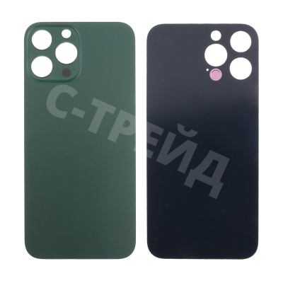 Задняя крышка для iPhone 13 Pro Max (A2645) Зеленый (стекло, узкий вырез под камеру, логотип) - Премиум