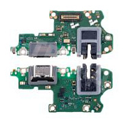 Шлейф для Huawei Honor X8 4G (TFY-LX1) плата на системный разъем/разъем гарнитуры/микрофон - Премиум