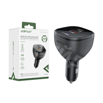 Автомобильное зарядное устройство USB/Type-C Acefast B14 (165W, QC3.0, PD, 2Type-C, 1USB) Черный