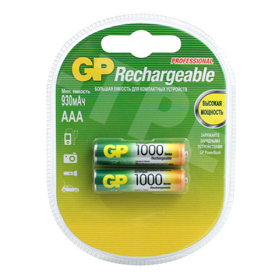 Аккумуляторные батарейки "AAA" GP 1000 mAh (2 шт. в блистере)