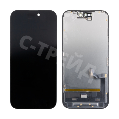 Дисплей для iPhone 15 (A3090) в сборе с тачскрином Черный - (Soft OLED, Full HD) (с верификацией = с привязкой без ошибки)