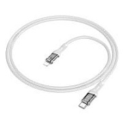 Кабель Type-C - Lightning Hoco U111 (3A, 27W, PD, оплетка нейлон, 1,2 м) Серый