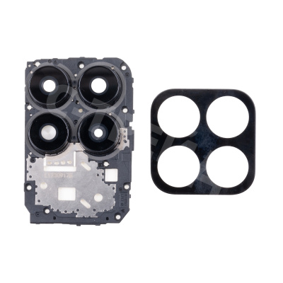 Стекло камеры для Huawei Honor X8a 4G (CRT-LX1) в сборе с рамкой Черный