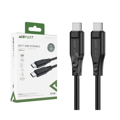 Кабель Type-C - Type-C Acefast C3-03 (3A, 60W, PD, 1.2 м) Черный