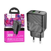 Сетевое зарядное устройство USB/Type-C Hoco CS23A (30W, QC3.0, PD, 2 порта) Черный