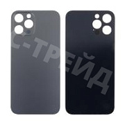 Задняя крышка для iPhone 12 Pro Max (A2411) Серый (стекло, узкий вырез под камеру, логотип) - Премиум