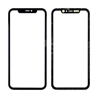 Стекло для переклейки iPhone 11 (A2221) с OCA пленкой + рамка Черный - OR (Mitsubishi)
