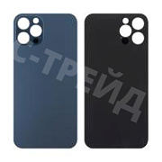 Задняя крышка для iPhone 12 Pro (A2407) Синий (стекло, широкий вырез под камеру, логотип)