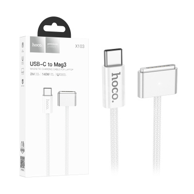 Кабель Type-C - Mag 3 Hoco X103 (140W, магнитный, оплетка нейлон, 2 м) Белый