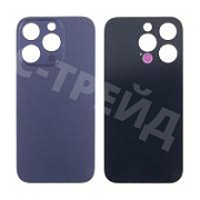 Задняя крышка для iPhone 14 Pro (A2891) Темно-фиолетовый (стекло, узкий вырез под камеру, логотип) - Премиум