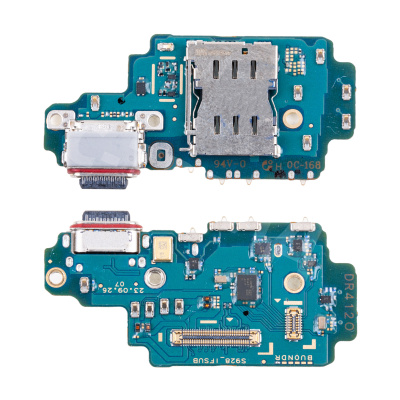 Шлейф для Samsung Galaxy S24 Ultra (S928E/Asia/America version) плата системный разъем/разъем SIM/микрофон - Премиум