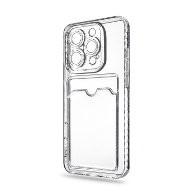 Чехол-накладка для iPhone 16 Pro (с защитой камеры, карманом для карт, прозрачный)