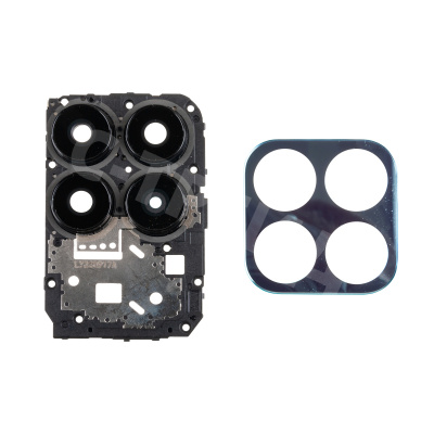 Стекло камеры для Huawei Honor X8a 4G (CRT-LX1) в сборе с рамкой Голубой