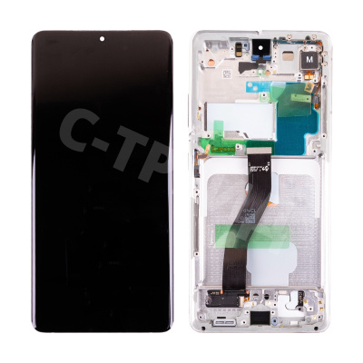 Дисплей для Samsung Galaxy S21 Ultra (G998B) модуль с рамкой Серебро - Сервисный Оригинал