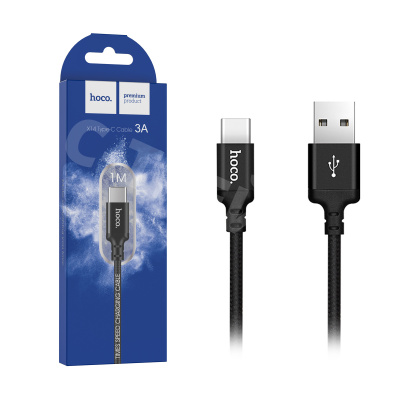 Кабель USB - Type-C Hoco X14 (3A, оплетка нейлон) Черный