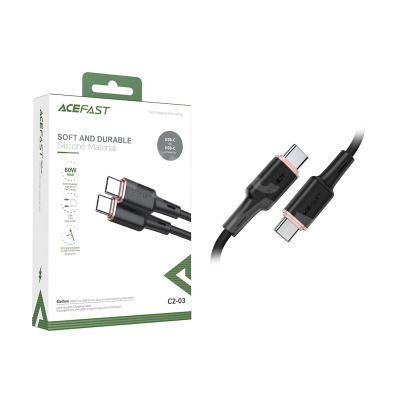 Кабель Type-C - Type-C Acefast C2-03 (3A, 60W, PD, силикон, 1.2 м) Черный