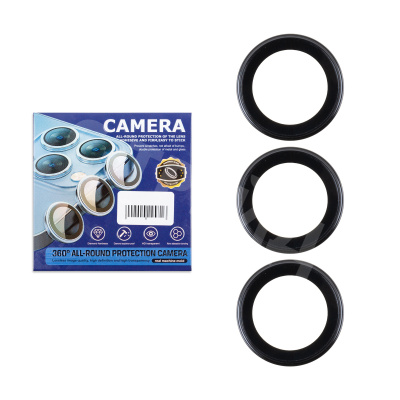Защитное стекло линзы камеры для iPhone 15 Pro/15 Pro Max (комплект 3 шт.) Черный