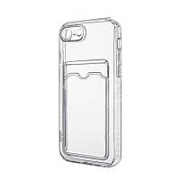 Чехол-накладка для iPhone 7/8/SE (2020)/SE (2022) (с защитой камеры, карманом для карт, прозрачный)