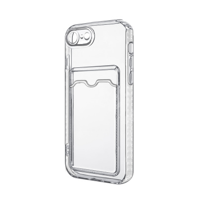 Чехол-накладка для iPhone 7/8/SE (2020)/SE (2022) (с защитой камеры, карманом для карт, прозрачный)