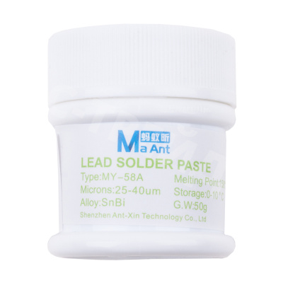 Паста паяльная MaAnt MY-58A (50 г, низкотемпературная 158°C, бессвинцовая)