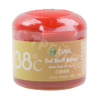 Паста паяльная 2UUL Red Skull RS138 (50 г, низкотемпературная 138°C, бессвинцовая)