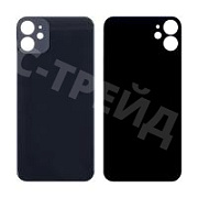 Задняя крышка для iPhone 11 (A2221) Черный (стекло, широкий вырез под камеру, логотип)