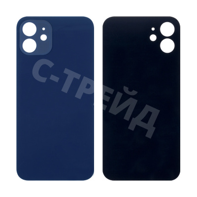 Задняя крышка для iPhone 12 (A2403) Синий (стекло, широкий вырез под камеру, логотип)