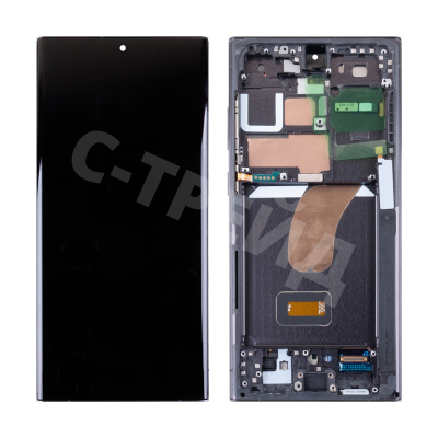 Дисплей для Samsung Galaxy S23 Ultra (S918B) модуль с рамкой Черный - Сервисный Оригинал