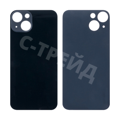 Задняя крышка для iPhone 13 (A2635) Черный (стекло, широкий вырез под камеру, логотип)