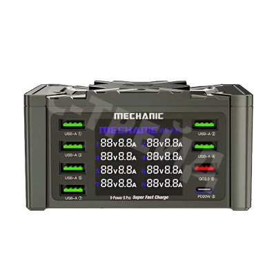 Зарядная станция Mechanic V-Power 8 Pro (110W, 8 портов 6USB/USB-QC3.0/Type-C-PD, Qi 15W)
