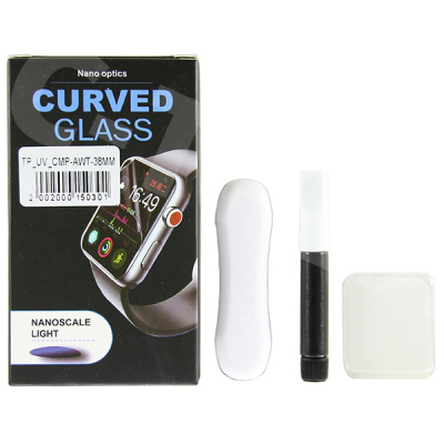 Защитное стекло "UV комплект" для Apple Watch/2/3 (38 мм) (клей, лампа)