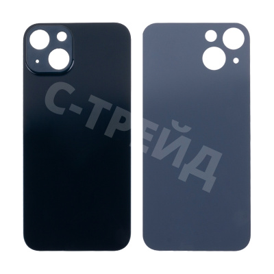 Задняя крышка для iPhone 13 (A2635) Черный (стекло, узкий вырез под камеру, логотип) - Премиум