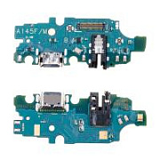 Шлейф для Samsung Galaxy A14 4G (A145F) плата системный разъем/разъем гарнитуры/микрофон - Премиум