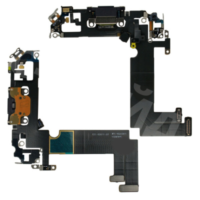 Шлейф для iPhone 12 mini (A2399) на системный разъем/микрофон Черный - Премиум