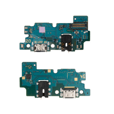 Шлейф для Samsung Galaxy A20 (A205F) плата системный разъем/разъем гарнитуры/микрофон - Премиум