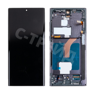 Дисплей для Samsung Galaxy S22 Ultra (S908B/S9080) модуль с рамкой Черный - (Soft OLED, 120 Гц) (Full Size)